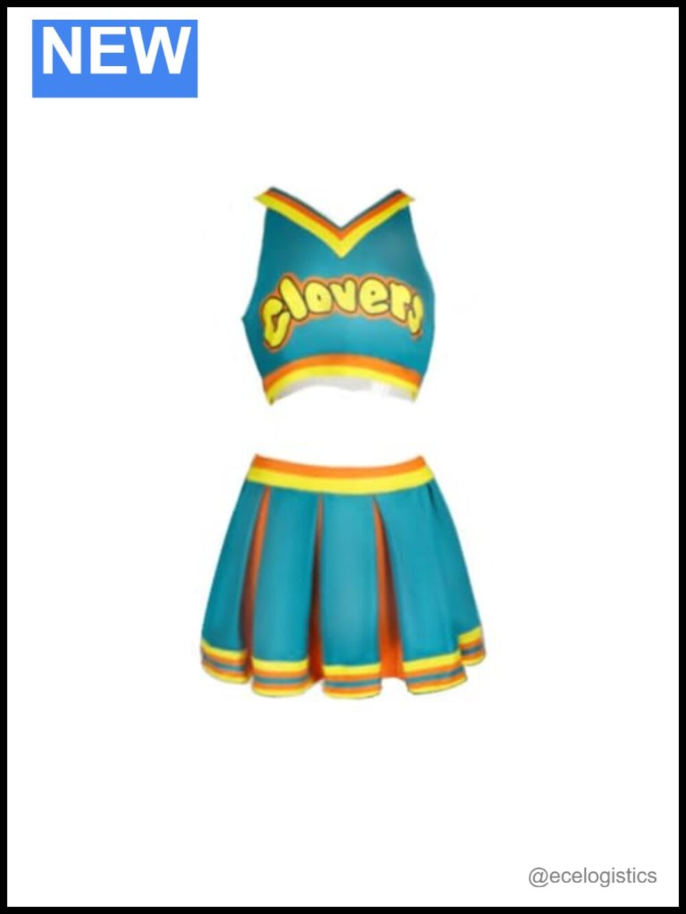 Two Piece Cheerleader Costume Polyester Top Skirt Halloween Cosplay Uniform